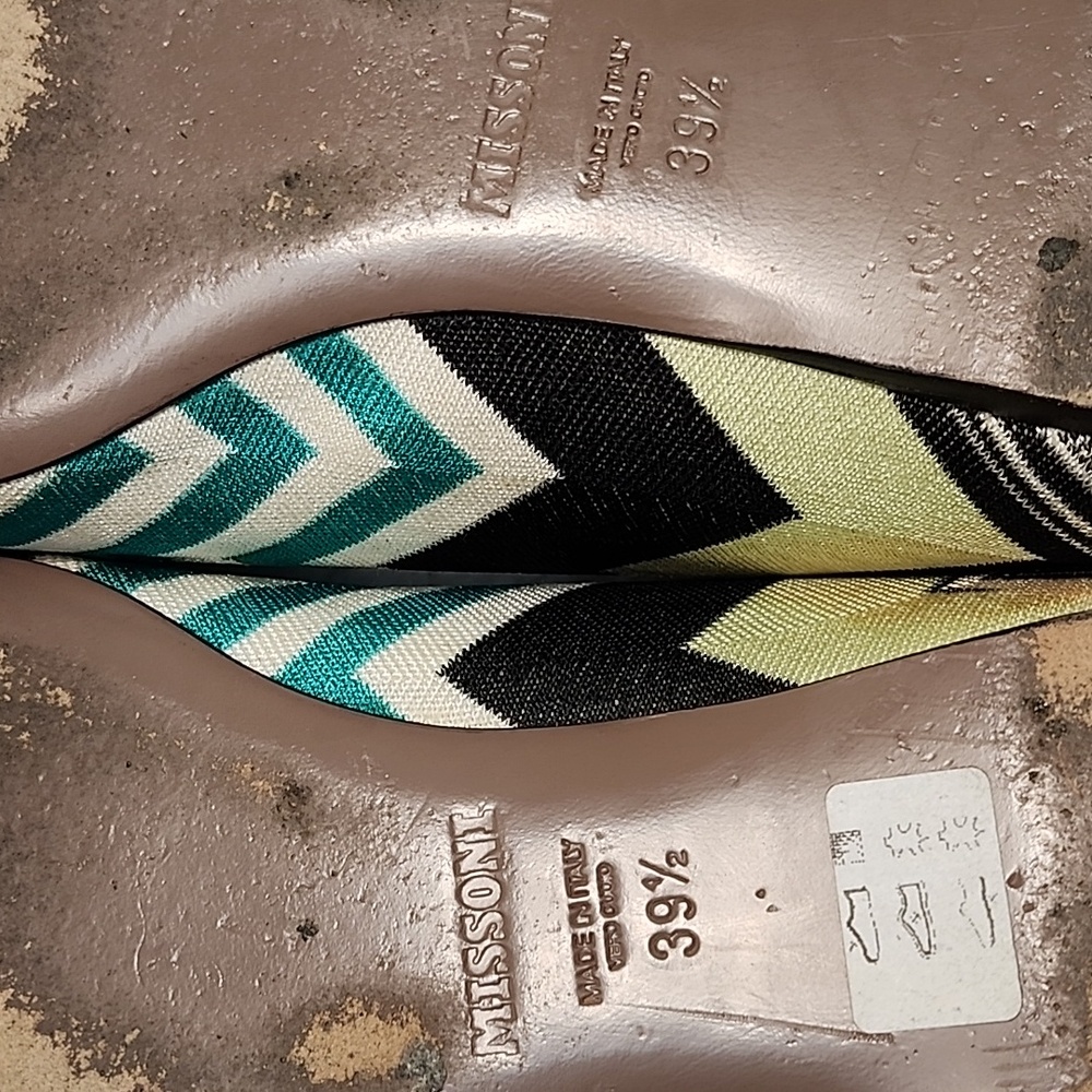 Missoni Chevron Ballet Flats Black / Green Size 39.5/ 9. - Picture 13 of 16